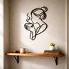 Minimalist Metal Woman Line Art Coffee Lover Wall Decor Home