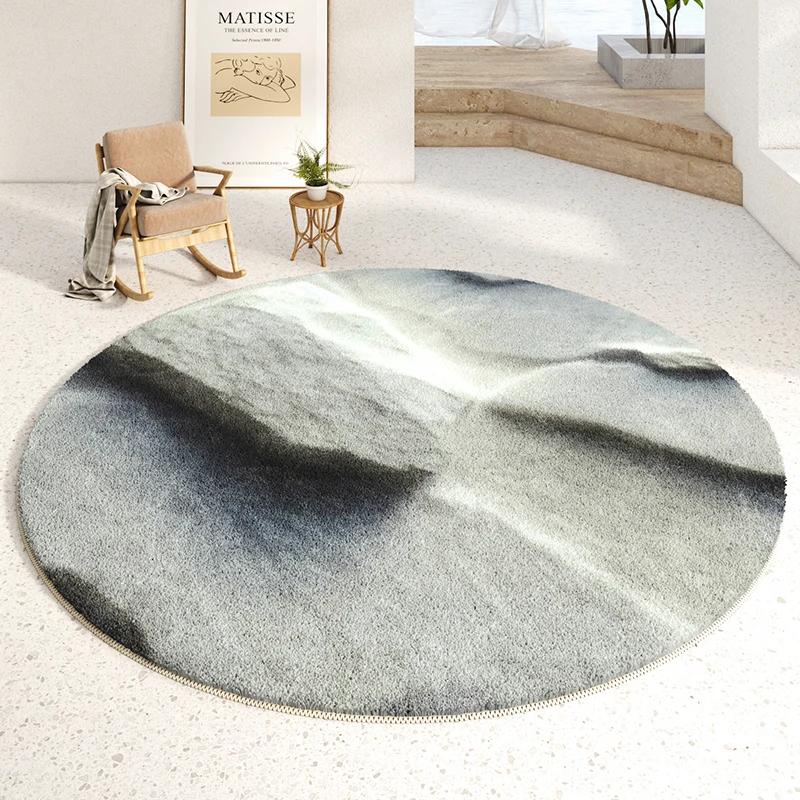 Nordic Abstraction Round Plush Rugs for Bedroom Decor Carpet for Living Room Soft Area Rug Home Thicken Carpet Fluffy Floor Mats