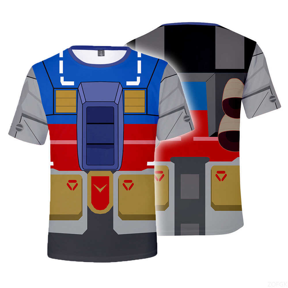 Summer Cartoon Anime Mobile Warrior 3D Casual Short Sleeved Printed Personalized Loose Round Neck Comfortable T-shirt