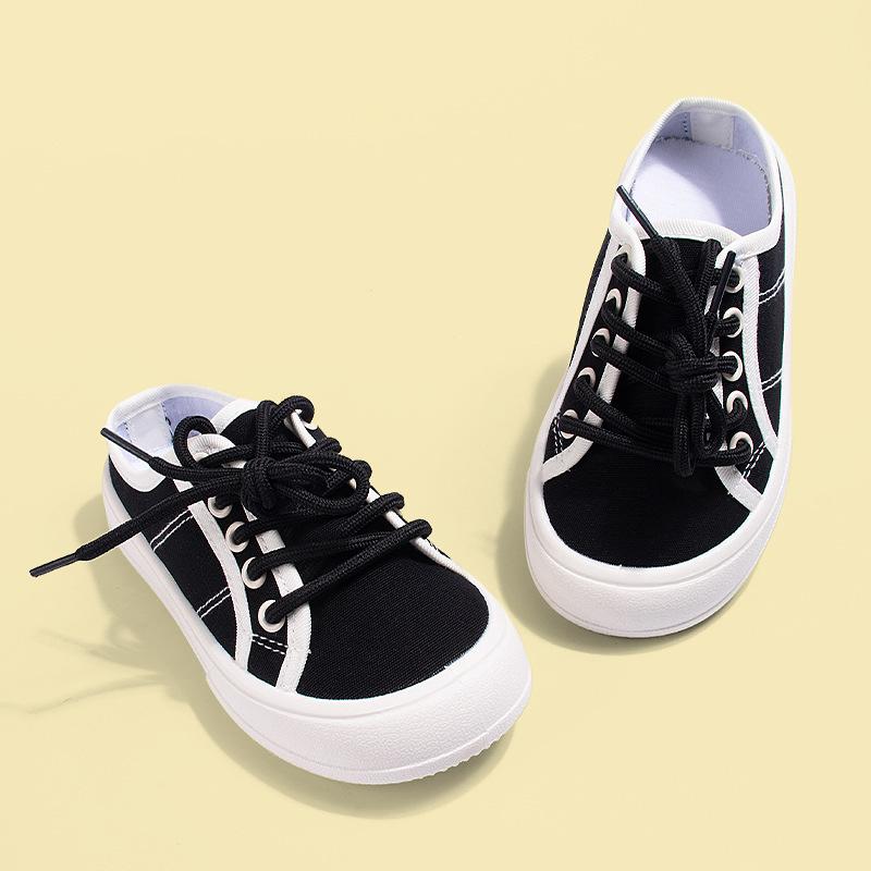 Half-slipper Casual Rubber-soled Canvas Shoes for Boys and Girls, Canvas Shoes for Children 27 чёрный