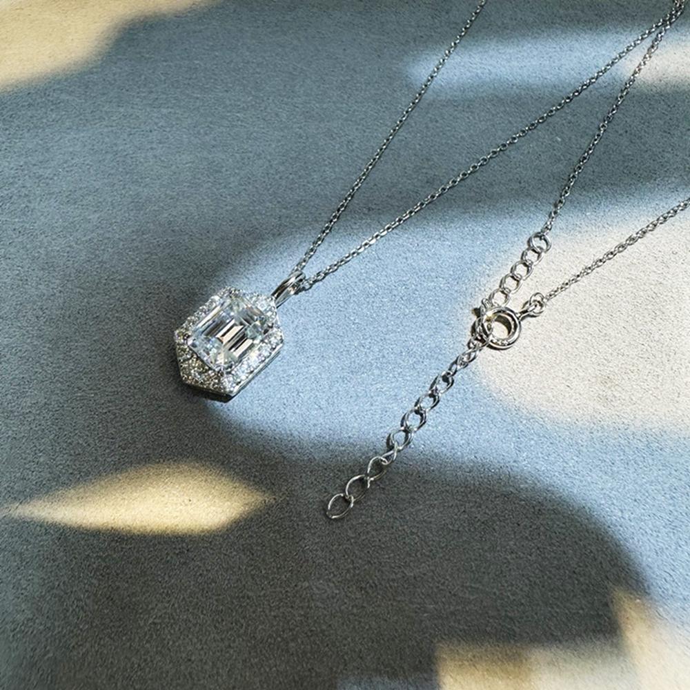 Vinregem 100% Argento Sterling 925 VVS1 3EX Colore D 3CT 7*9 MM Taglio Smeraldo Vera Pietra Preziosa Diamante Moissanite Pendente Collana Gioielleria Fine GRA