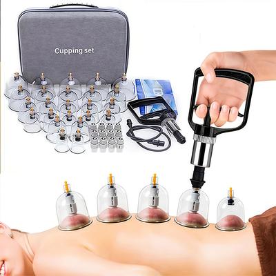 1 Set of Cupping Relaxation Kit; Vacuum Cups In Various Sizes, with Manual Pump and Detailed Cupping Manual