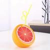 8pcs Creative Cartoon Fruit-Shaped Cups with Straws , Watermelon, Lemon, Orange, Kiwi Design , Reusable Plastic Food-Safe Drinking Cups