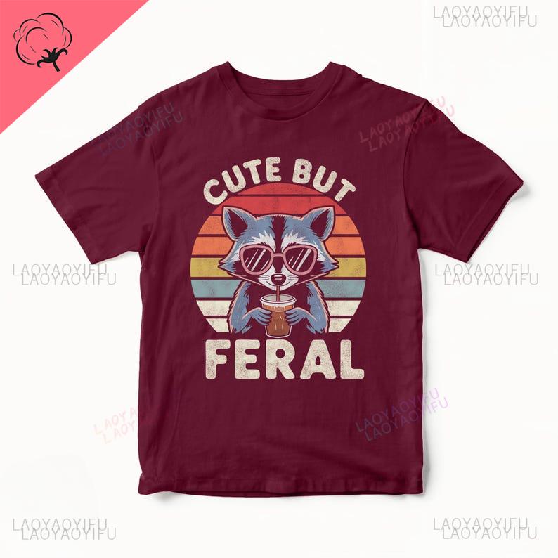 Cute But Feral Raccoon Toddler Tshirt Funny Raccoon Boy Girl Gift Trash Animal Tee Somebodys Feral Child Vintage Youth Clothes