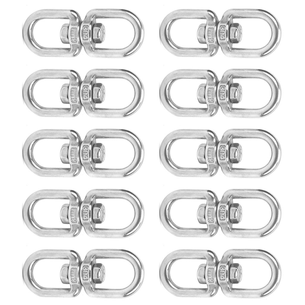 10Pcs Swivel Hooks M6 Double Ended Stainless Steel 8?Shape Shackle Ring Connector