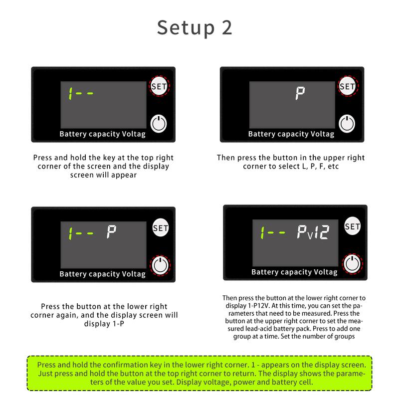 Batteriekapazitätsanzeige Blei-Säure Lithium LiFePO4 Digitales Voltmeter Amperemeter Messgerät Wattmeter mit Temperaturalarm DC 8-100V