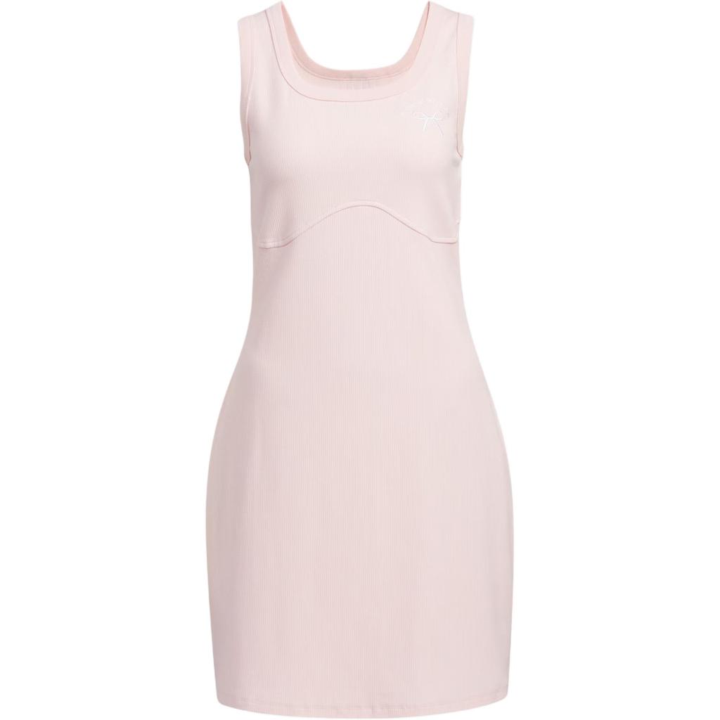 Adidas Dance Dress With Bow Pattern Round Neck Sports Slim Fit Sleeveless Dress Women Dresses Light-Pink JY7652