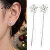 Charming Gift for Women 1 Pair Snowflake Earrings Women, Sparkling Dangle Earrings, Winter Long Daily Commuter Fashion Jewelry Chain Ear Line