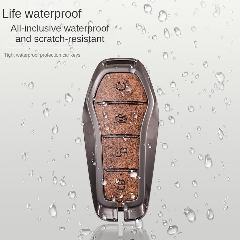 Capa para chaveiro BYD Song Plus Atto 3 Han EV Tang DM Qin Seal Dolphin Couro Metal Controle Remoto Fob Porta-chaves Acessórios para carro