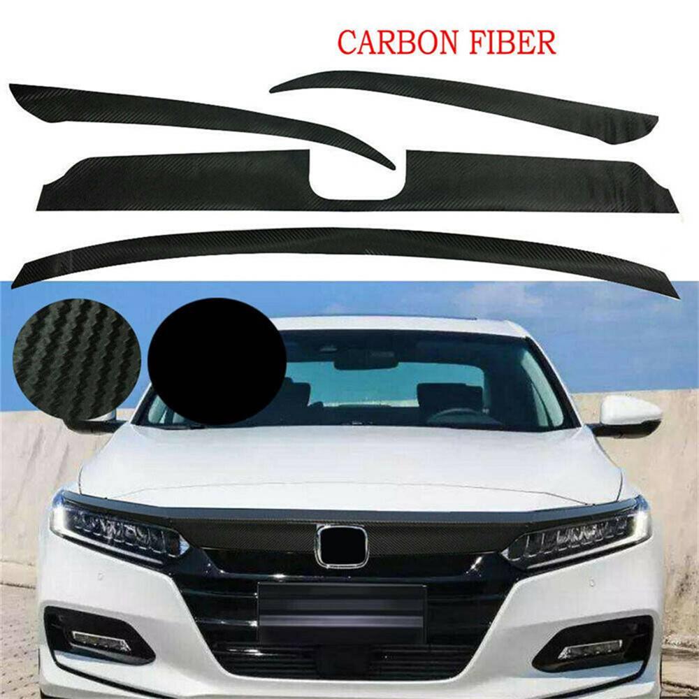Carbon Fiber Look Front Bumper Hood Grille Trim Sticker For 2018-20 Honda Accord
