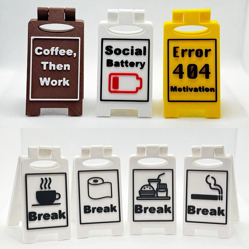 New! Humorous Office Desk Sign-"Coffee,Then Work" "Busy" Home Office Desktop Decoration Unisex Colleague Gift, Multi-Functional