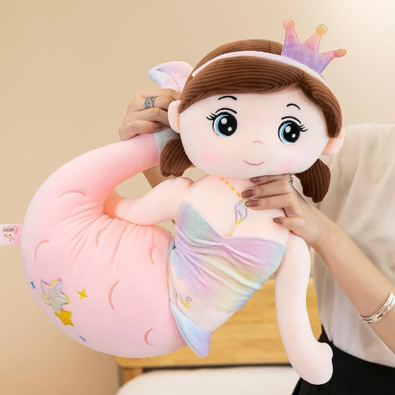 Mermaid plush toy cute doll long throw pillow sleeping ornament for children and girls gifts