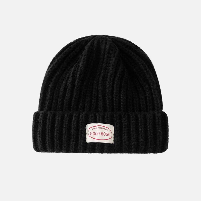 Letter Patch Woolen Hat for Women In Autumn and Winter, Face-showing Small Windproof Ear Protection Cold Hat, Fashionable and Versatile Warm Knitted