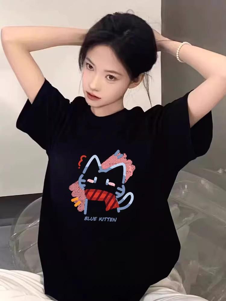 

Trendy Women s Pure Cotton Short-Sleeve T-Shirt - 2026 Summer Style, Unique Design M чорний