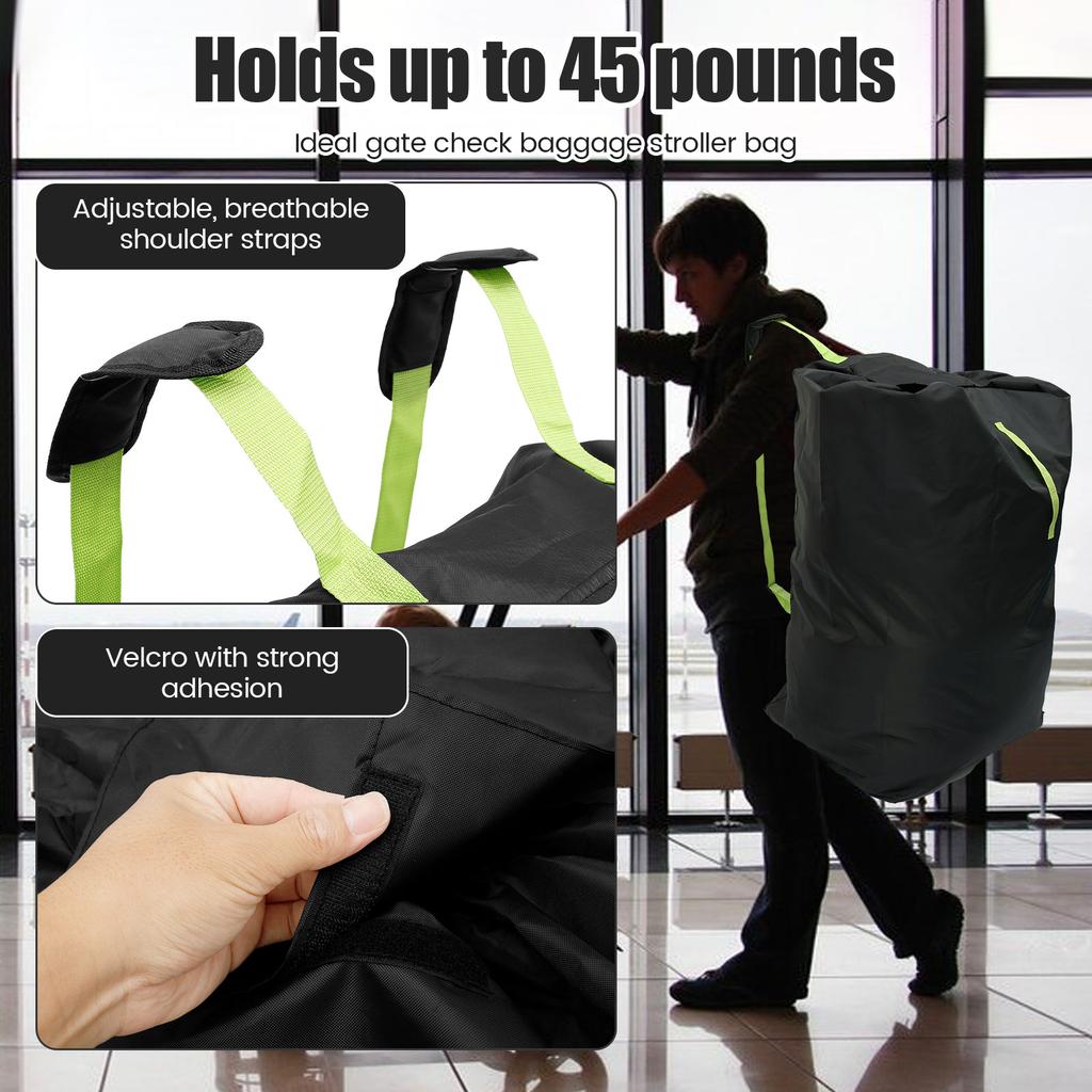 Stroller Bag Oxford Cloth Gate Check Stroller Storage Bag Waterproof Stroller Travel Bag with Adjustable Strap for Train Travel