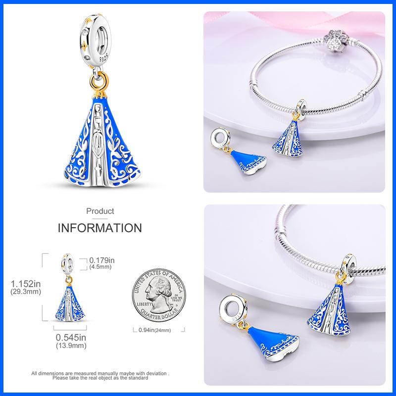 Copper Nossa Senhora Aparecida Dangle Charms Beads Fit Qikaola Original Bracelets Diy Jewelry Making For Women