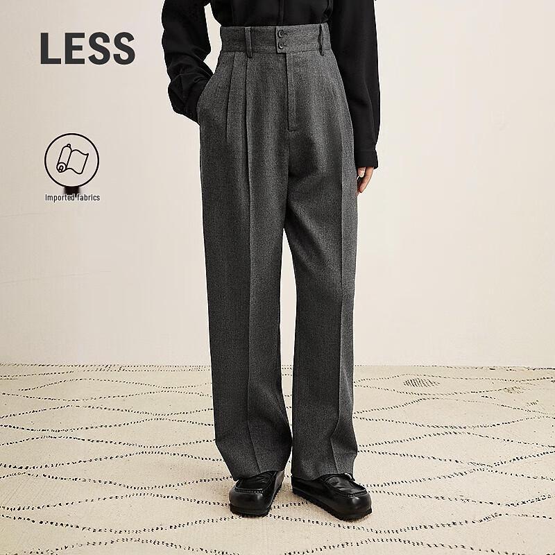 LESS 2025 Winter Casual Wool Blend Straight-Leg Trousers