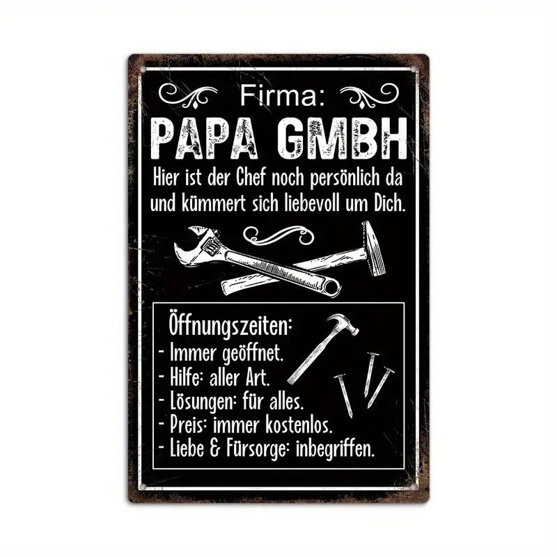 German Vintage Garage Tool Phrases Metal Sign,Retro Decorative Plaque, Home Wall ,Studio Room Man Cave Workshop Industrial Decor