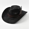 Handgjorda Fjäderaccessoarer Fedorahattar Hatt Vintage Västerländsk Cowboyhatt Utomhus Resa Fest Gatustil Sombrero Hombre Kepsar