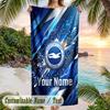 Beach Towel Brighton & Hove Albion Football Print Custom Name Text Soft Towel for Swimming Pool