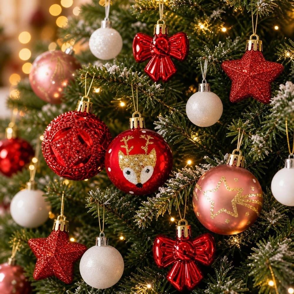 35Pcs/Set 6CM Christmas Ball Shiny Xmas Baubles Durable Xmas Ornament Ball  Home