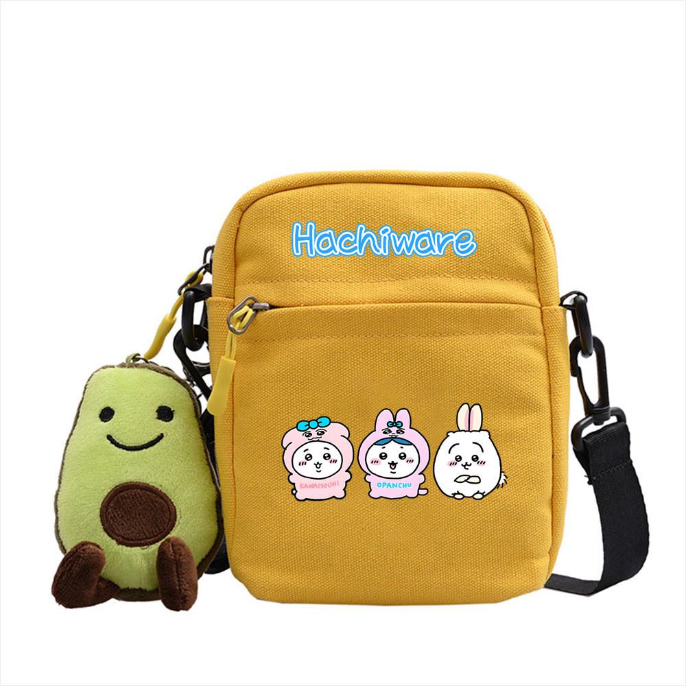 Chiikawa Cartoon Canvas Square Shoulder Bag With Inner Pouch For Casual Outings