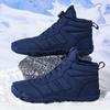 Men's Solid Color Comfortable Snow Boots, Rotary Buckle Closure, Warm Plush Comfortable Non-Slip Short Boots, Comfortable Outdoor Hiking