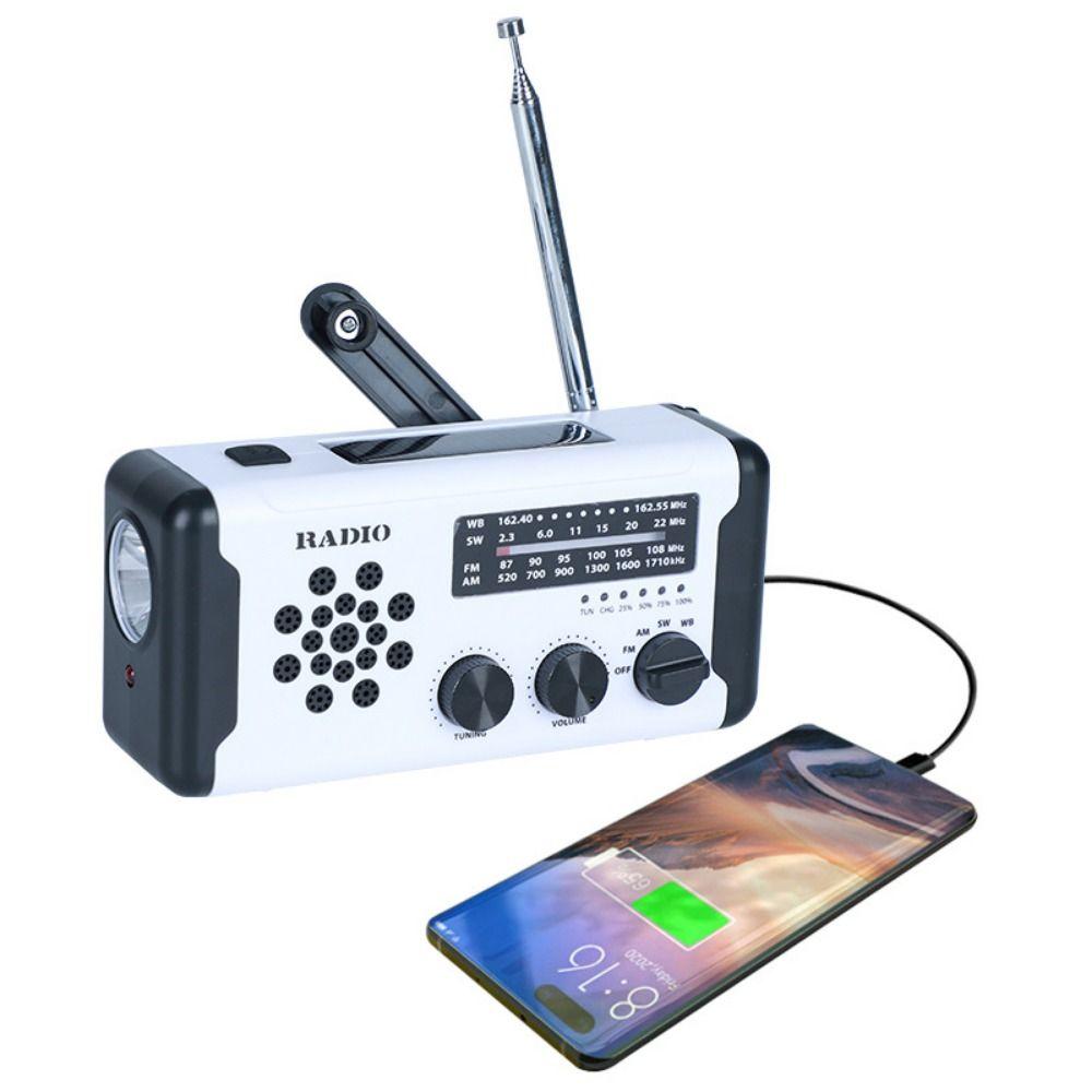 USB Charger Hand Crank Radio SOS Alarm LED Flashlight Emergency Weather Radio  Disaster Prevention