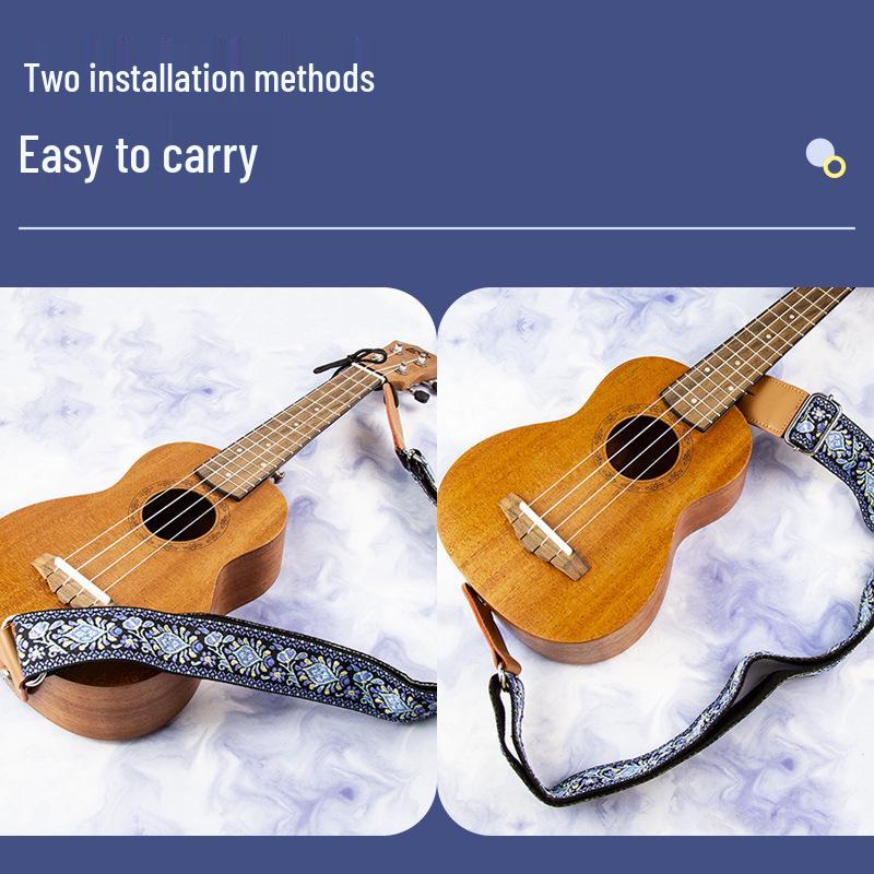 Genuine Leather Ukulele Strap, Crossbody or Shoulder, Children's Small Guitar Strap with End Pin