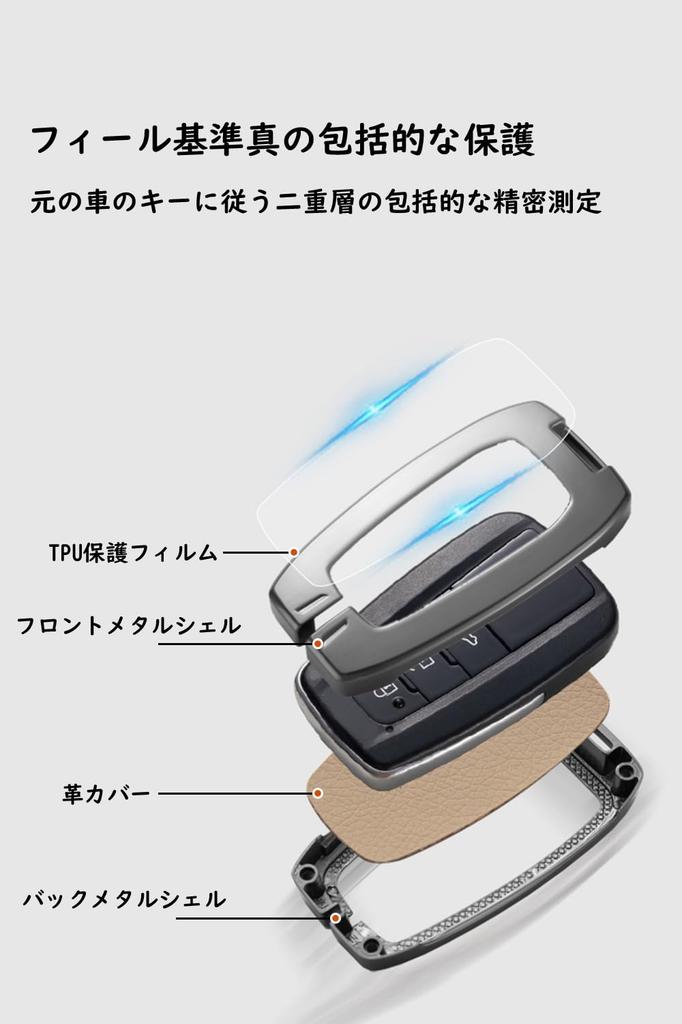 KUNIO Toyota Dedicated Key Case, Smart Key Holder, Leather, Zinc Alloy, For Relay Attack