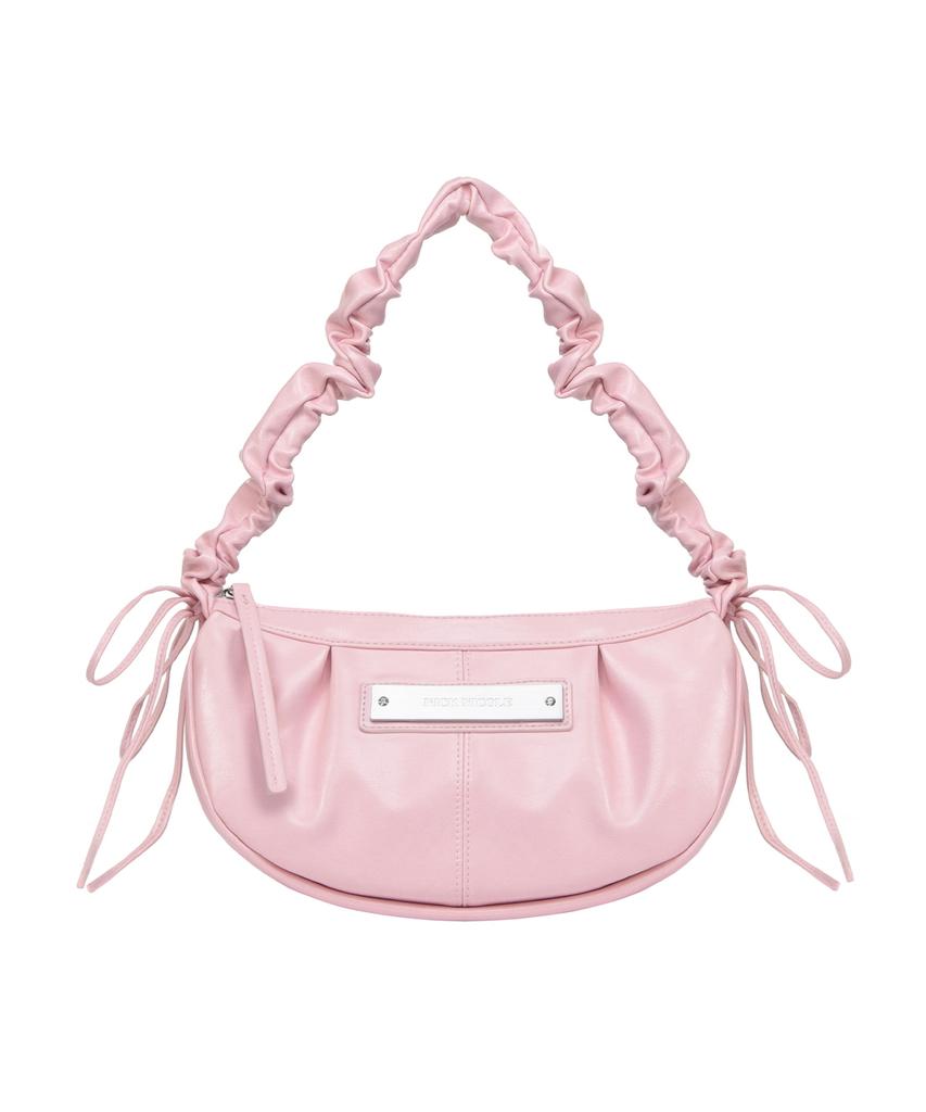 Nick&Nicole Crystal Shirring Ribbon Round Bag_Baby Pink