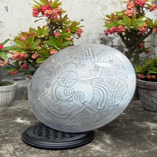 Odin On Sleipnir Viking Shield  Norse Mythology Wall Decor Handcrafted Aluminum Round Shield  Nordic God Wall  Cosplay Prop