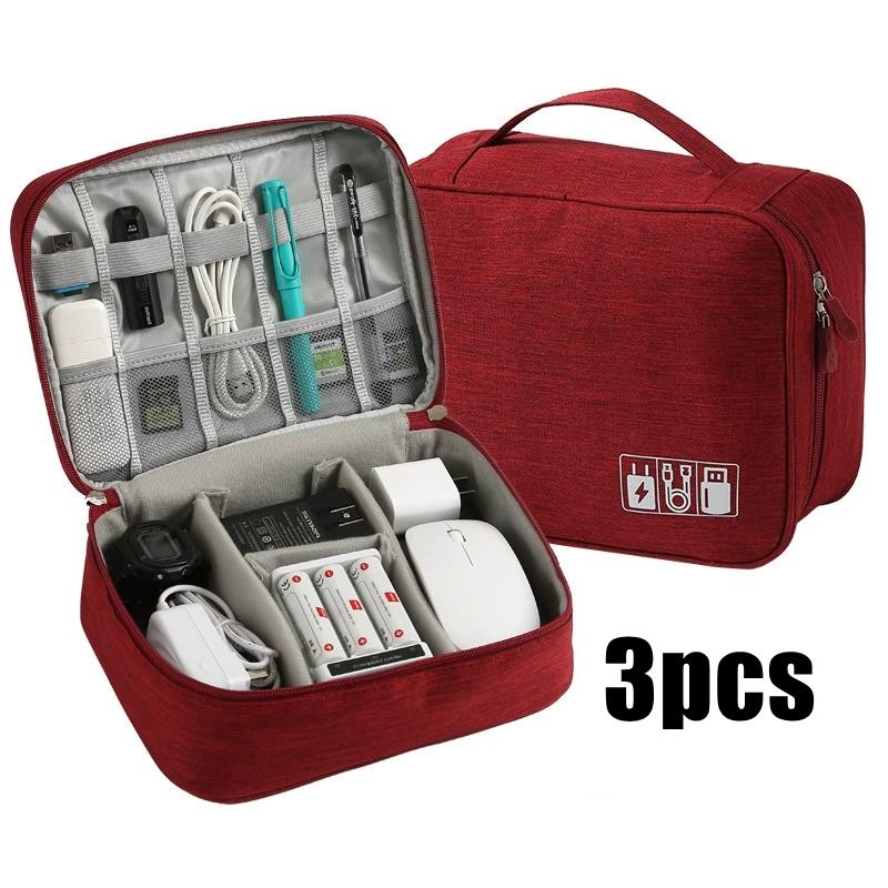 1/3pcs Digital Separated Travel Bag Large Capacity and Multifunctional Mobile Data Cable Power Bank USB Storage Bag