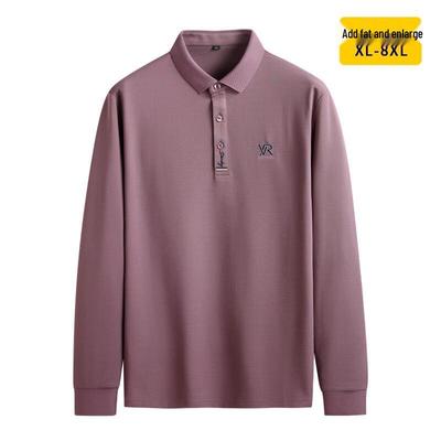 Men's Plus Size Embroidered Long Sleeve Polo Shirt