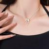 "Elegant Korean Titanium Steel Zircon Bow Necklace for Women"