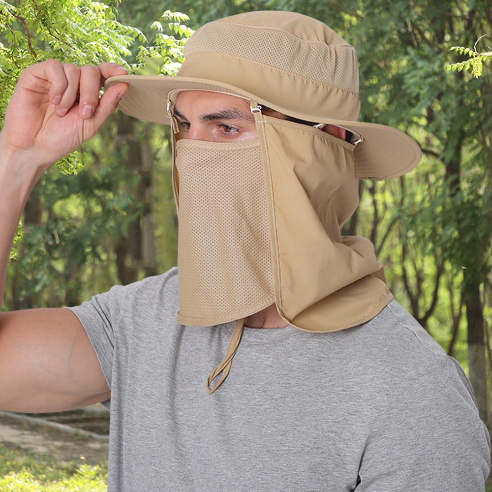 Fishing Flap Caps Men Sun Protection Summer Quick-drying Bucket Hat Outdoor Face Wide Brim Women Bucket Hat For Fishing Climbing