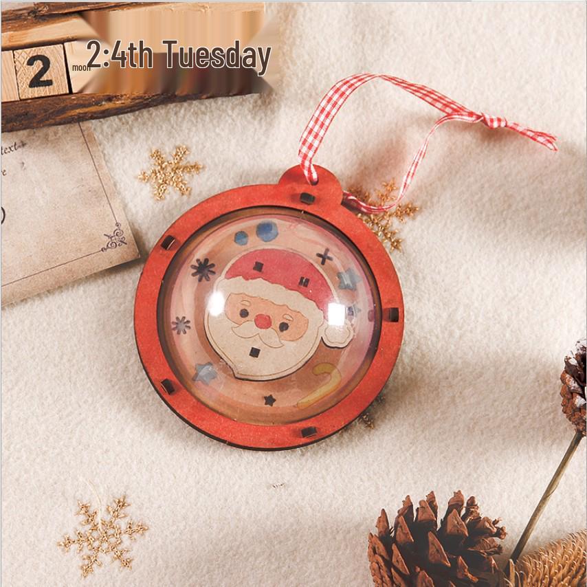 New DIY Handmade Wooden Christmas Ball Ornament for Kids - Christmas Gift & Decoration Toy.