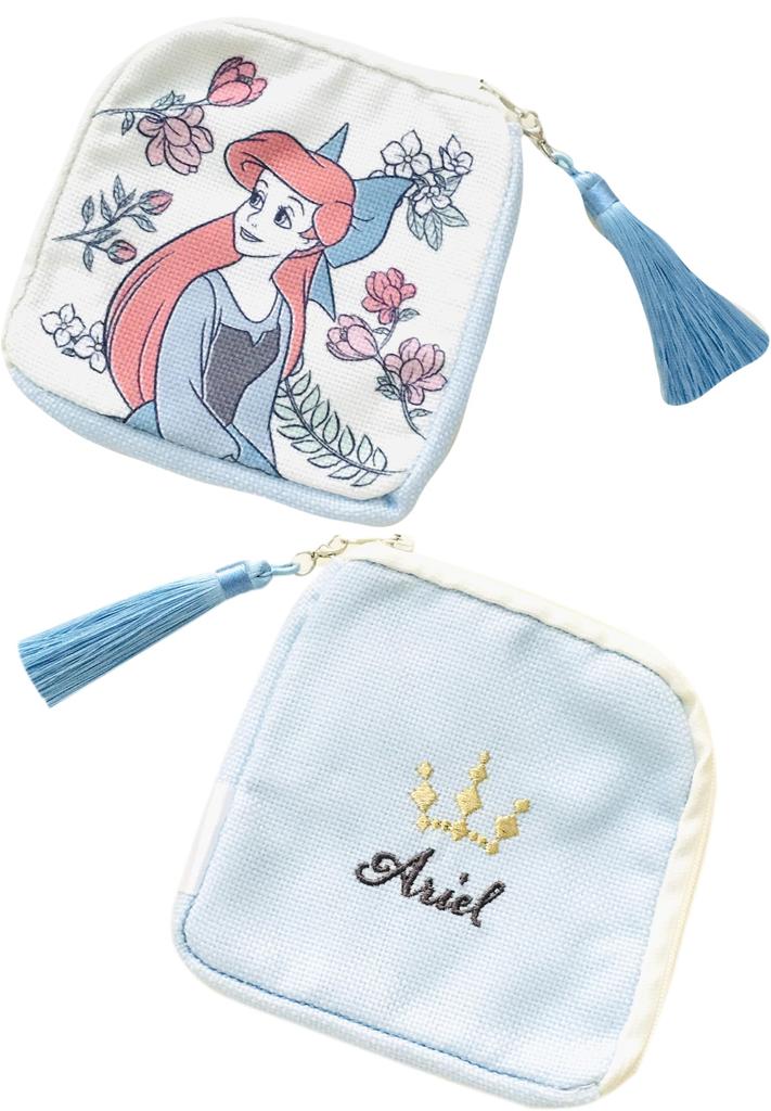 MORIPiLO Ariel Tissue Disney Small Item Plush Disney Morishita Pillow Case, Merchandise, Case, Pouch, Cute, 12x12cm, Blue, Character,
