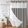Modern Minimalist Double-Layer Polyester Shower Curtain - Waterproof, Mold-Proof, Detachable with Large Ring Buckle, Solid Color, Custom Size