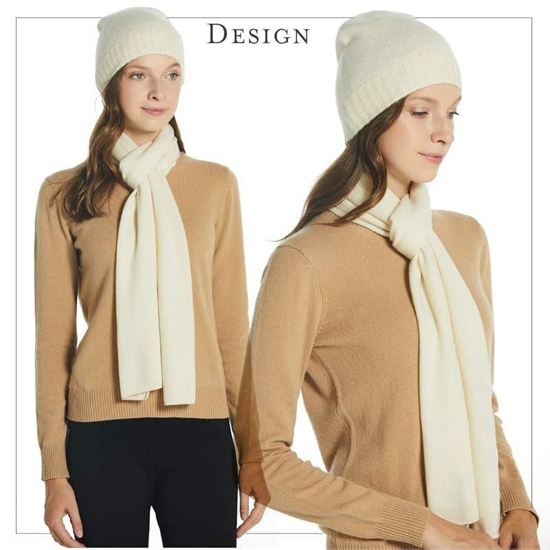 Used [NEW] [EURKEA] Muffler Stole for Women, 100% Cashmere, Simple Design, Valentine's Day, White Day Gift, KASHIMIA20-D (Ivory) 1
