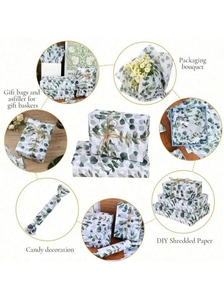 Unique Plant Design Plant Printed Leaf Packaging Paper, Gift Packaging Tissue, Suitable for Packaging Gifts, Birthdays, Holidays