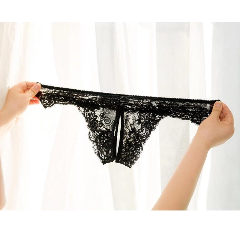 Xl 2Xl 3Xl 4Xl Plus Size Lingerie Sexy Transparent Panties Women Lace Crotchless Sex Thongs Female Erotic Panties With A Hole