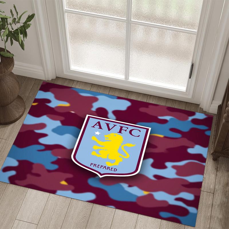 Aston Villa Fußball Design Kristall Samt Teppich Gemütlich Kein?Rutschfester Teppich mit Aufdruck für Schlafzimmer Wohnzimmer Eingang