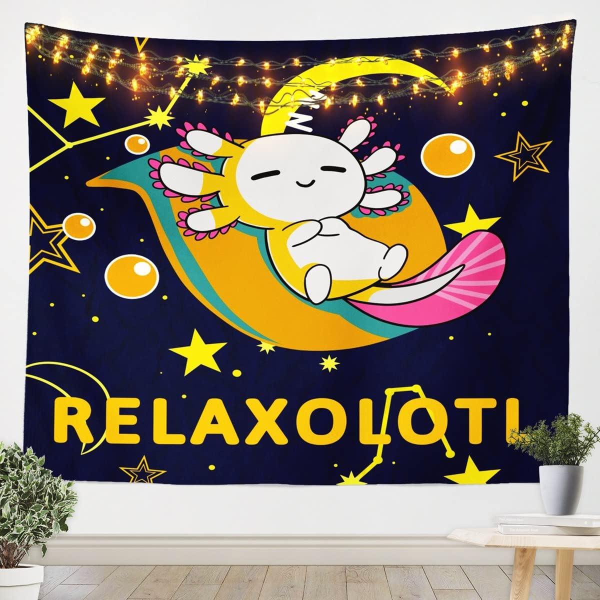 Cute Axolotl Galaxy Tapestry for Girls 75x100