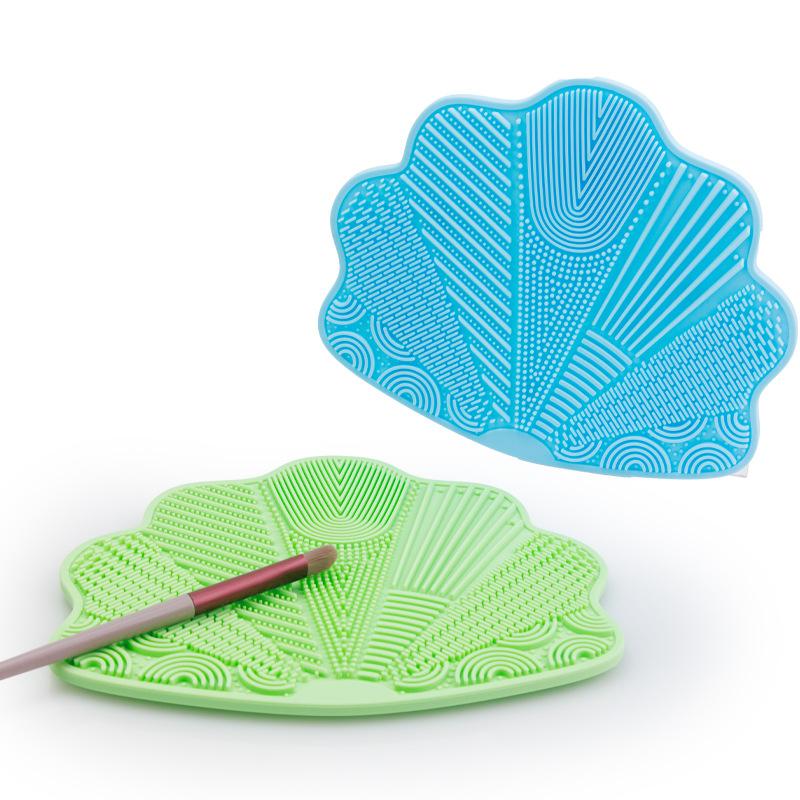 Scrubbing Pad Cosmetic Brush Cleaning Pad Silicone With Suction Cup Scallop Avocado Shape Cleaning Scrubbing Pad Beauty Supplies