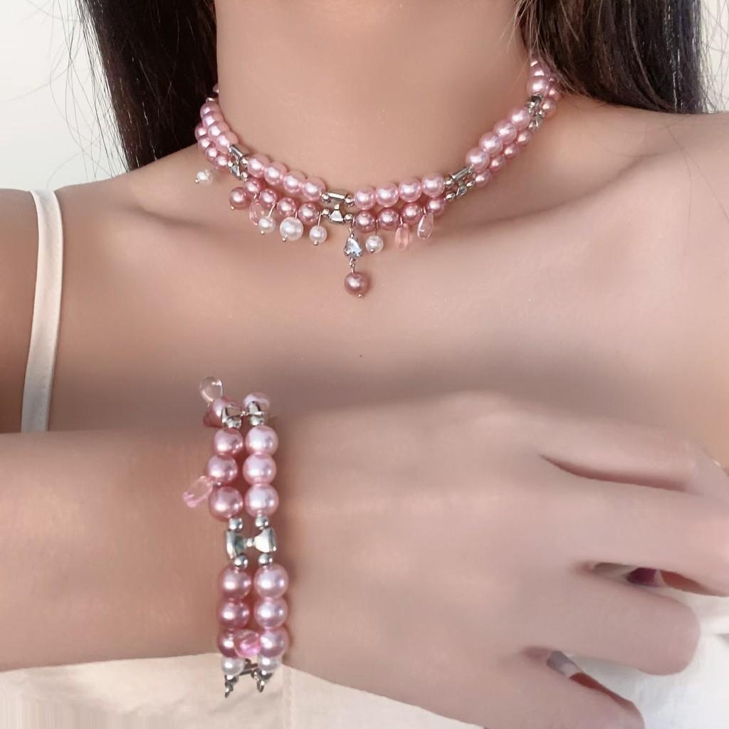 Pink Double Trendy Layer Bead Bracelet For Women Stylish Jewelry For Summer 2024