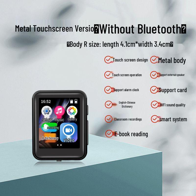 

Студенческий MP3-плеер с Bluetooth - Портативный сенсорный экран для романов для старшеклассников и изучения английского языка 128GB with many songs and novels + accessories