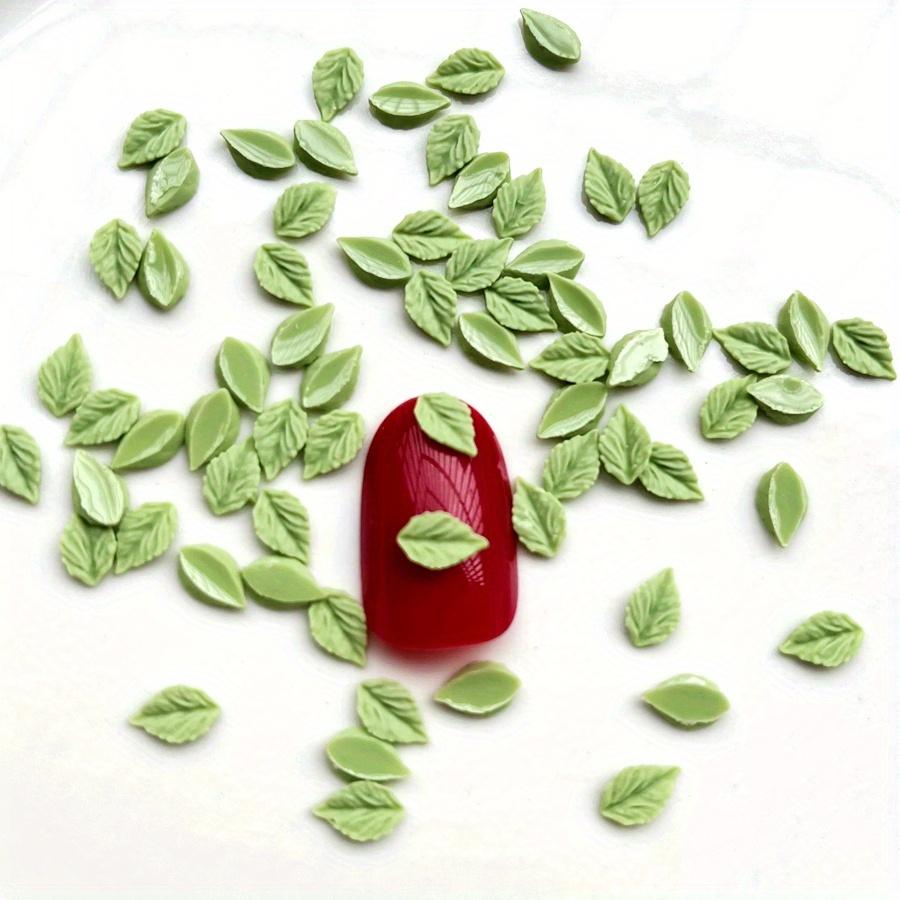 50 pieces of mixed green mini leaves flat back rhinestone diy jewelry making manicure art Deco small green leaves