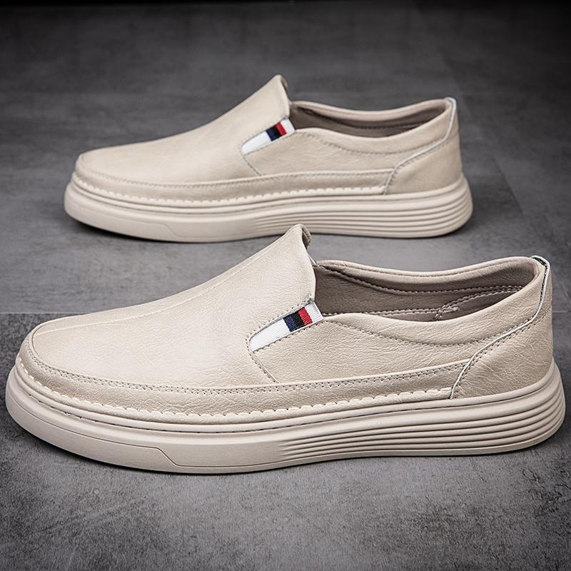 Spring Luxury Loafers Men Slip-on Thick-soled Shoes Fashion Business Formal Outdoor Leather Casual Board Shoes with Thick Soles