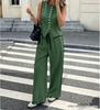 2025 European & American Women's Slimming Two-Piece Set: Sleeveless Top & Drawstring Wide-Leg Pants